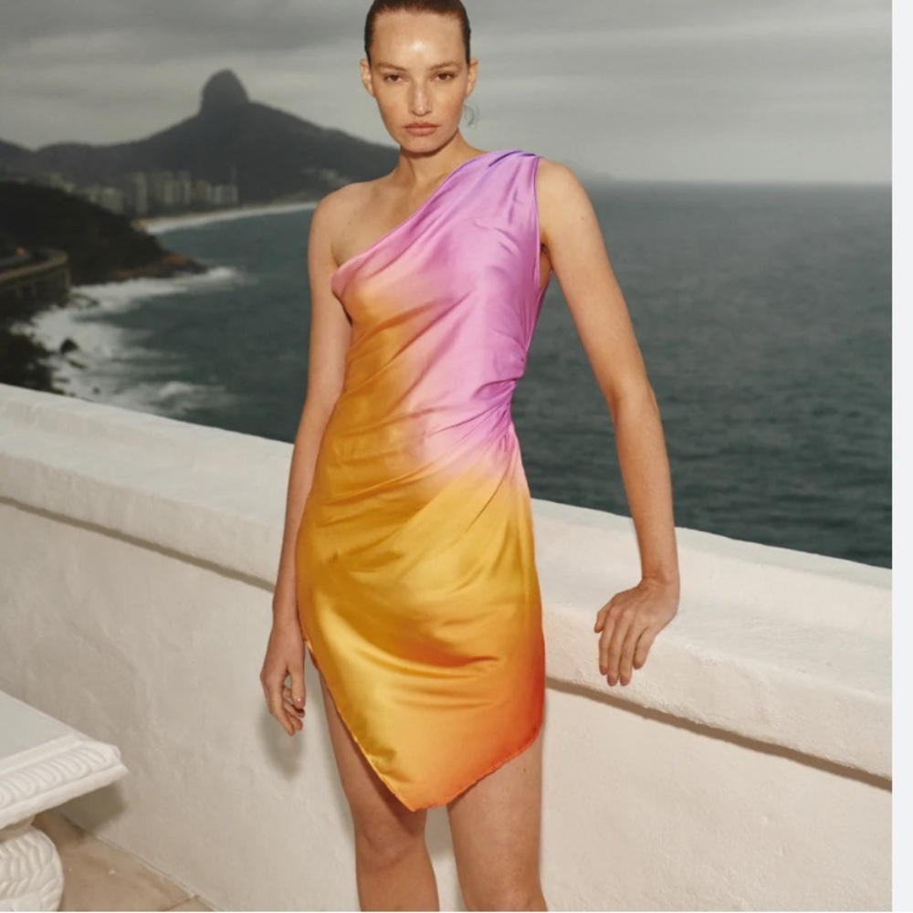 Baobab celia one shoulder ombré sunset dress